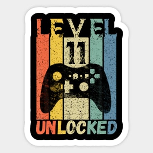 Level 11 Unlocked Birthday  Gamer  Boys Video Game Sticker